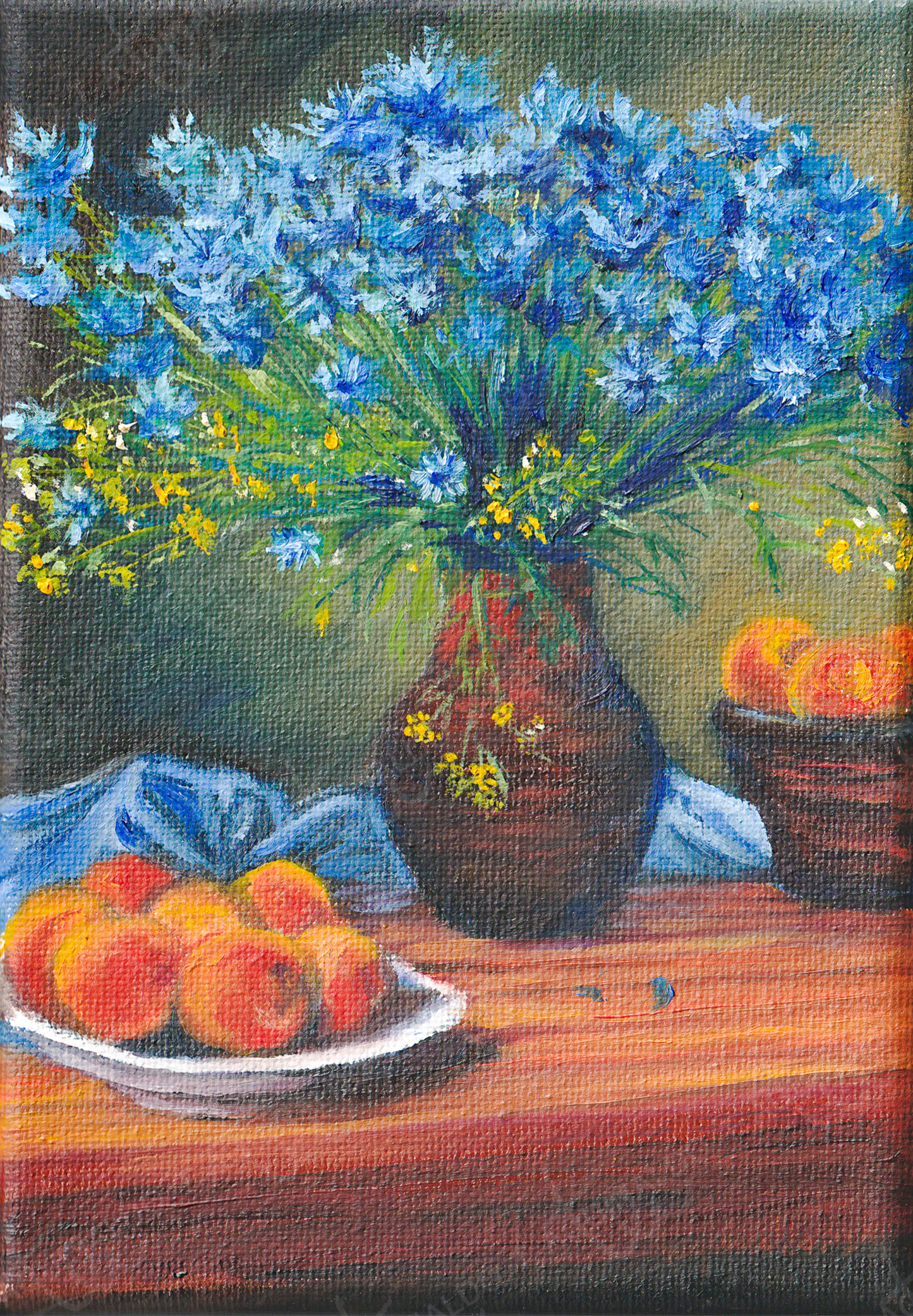 Cornflower and Peaches