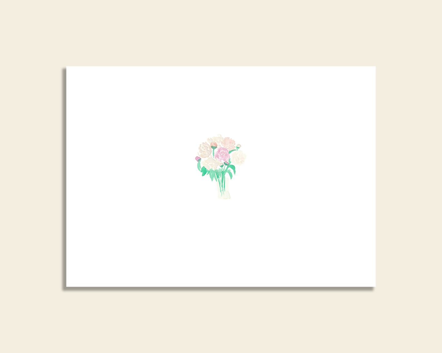 Watercolor Peonies Blank Notecards